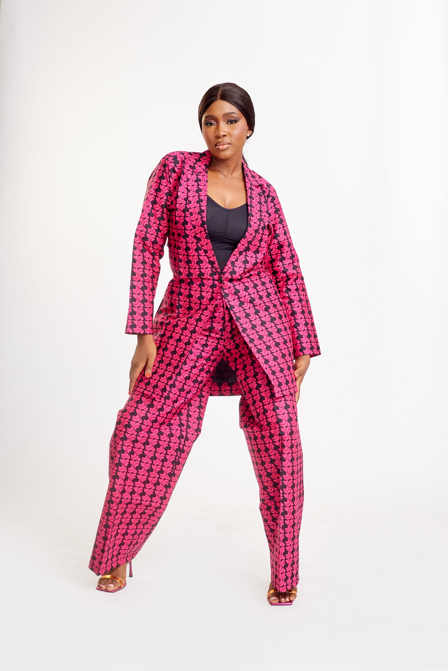 Pink Ankara Blazer and Trousers