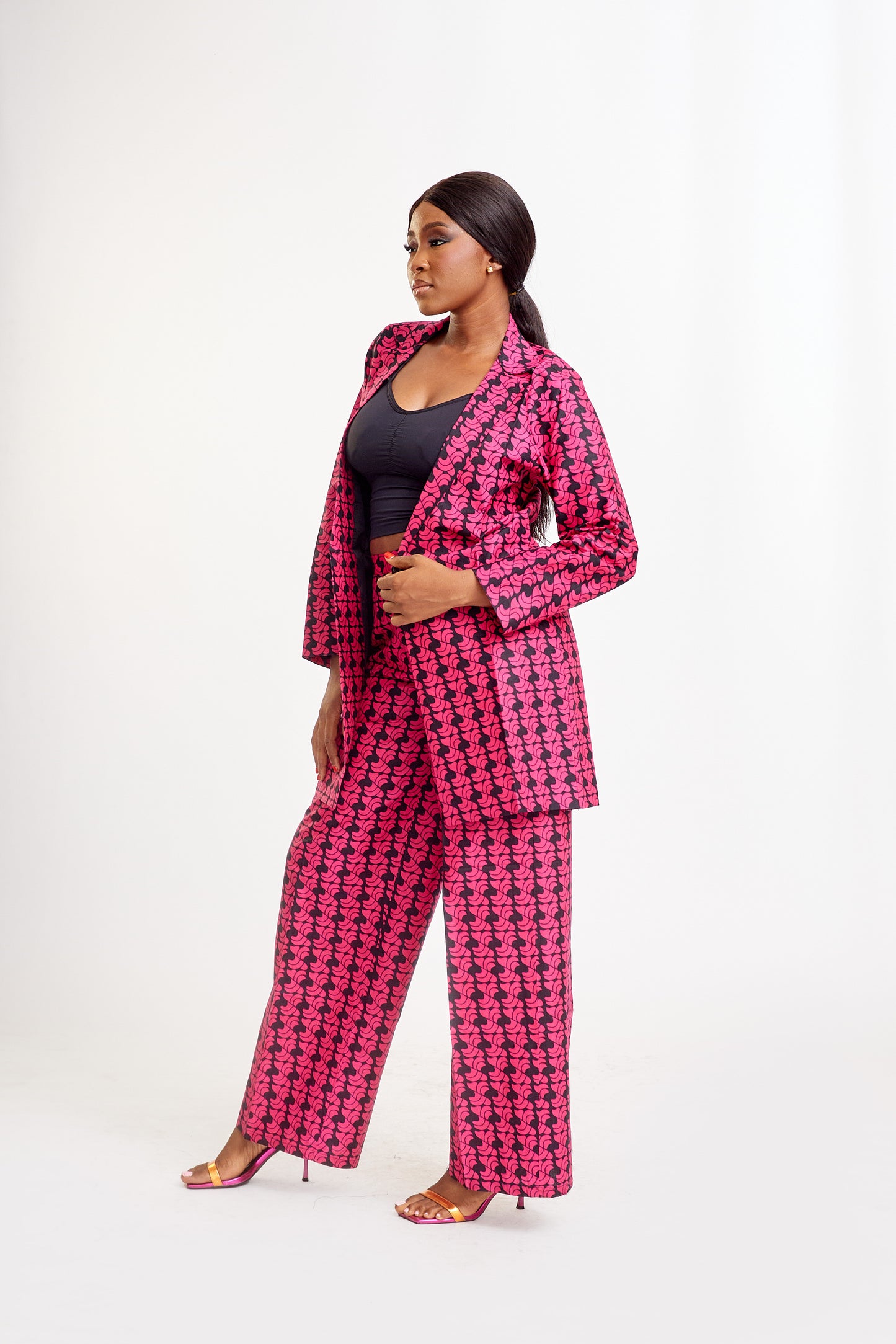 Pink Ankara Blazer and Trousers