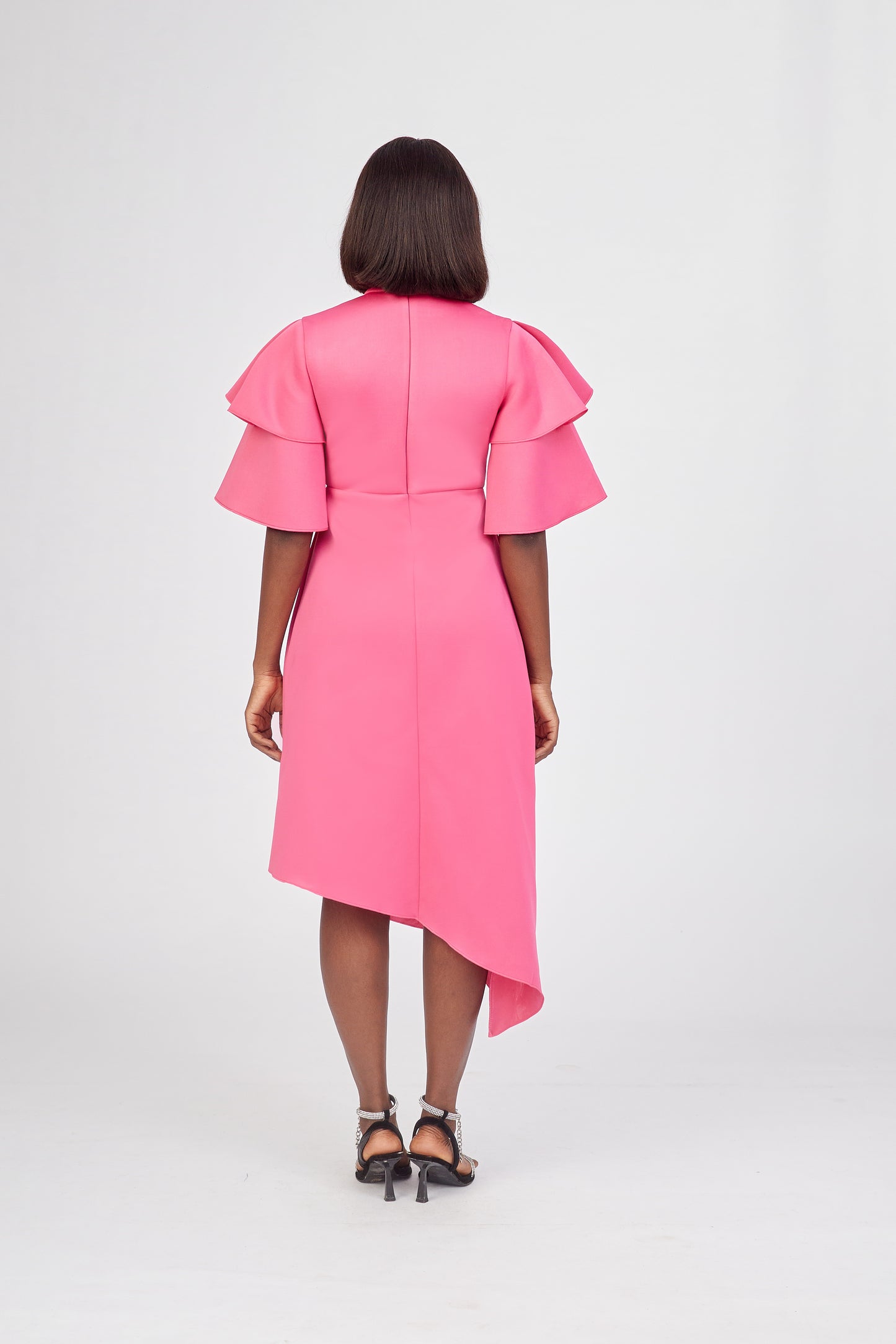 Pink Asymmetrical Midi Dress